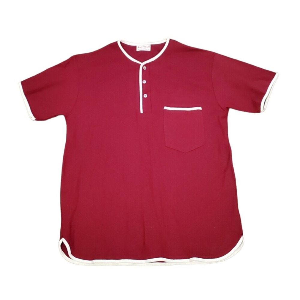 Vintage Royal Knight Shirt Top Maroon White Short Sleeve Pocket Women Medium USA